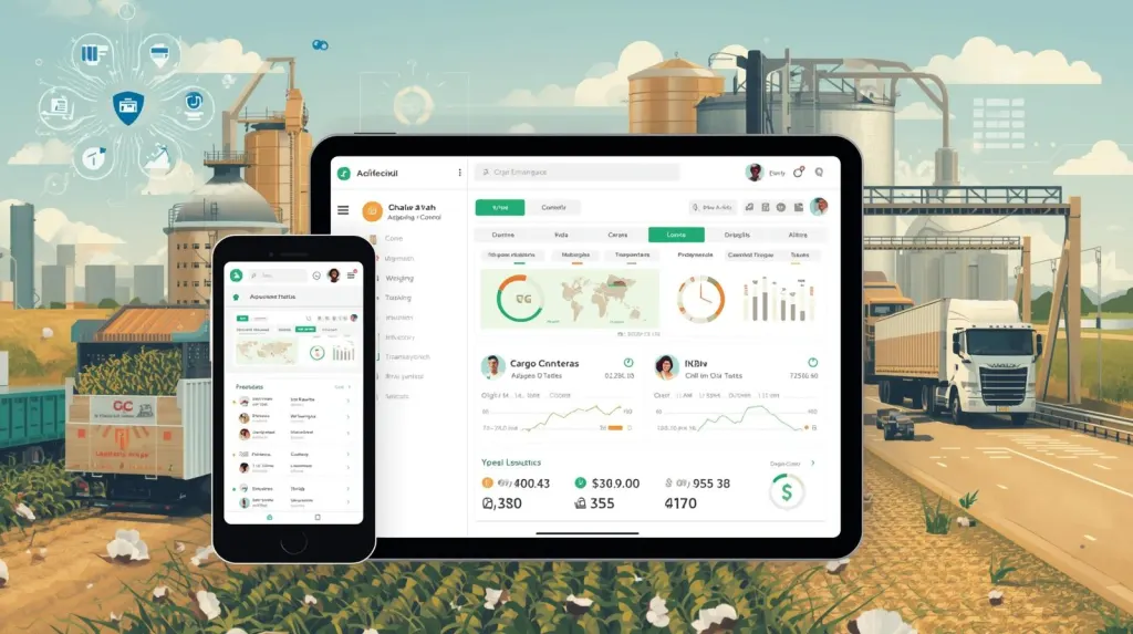 Sistema de gestão de transporte de cargas agrícolas em tablet e celular